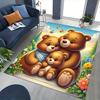 1pc Anime Cartoon Design Office Chair Mat - Cute Bear Family with Butterflies and Flowers, Suitable for Home Decor, Living Room, Bedroom, Game Room, N