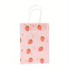 6pcs Pink Strawberry Pattern Tote Bag Girls Party Paper Gift Packaging Bag Strawberry Birthday Party Supplies Kids Favors Bag