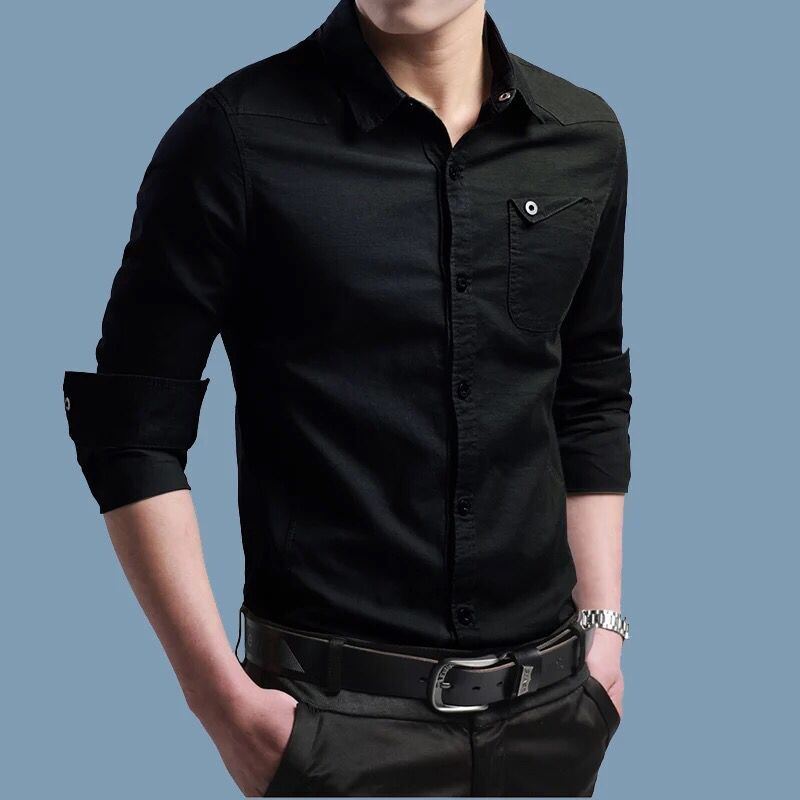 Men's Slim Fit Button Down Shirt - Casual Long Sleeve with Chest Pocket