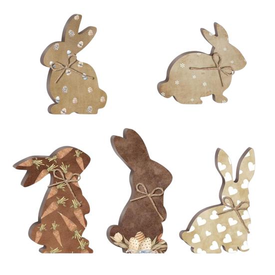 1 Set Easter Rabbit Table Sign Farmhouse Rustic Bunny Decoration Home Office Spring Easter Holiday Party Table Centerpiece Ornament