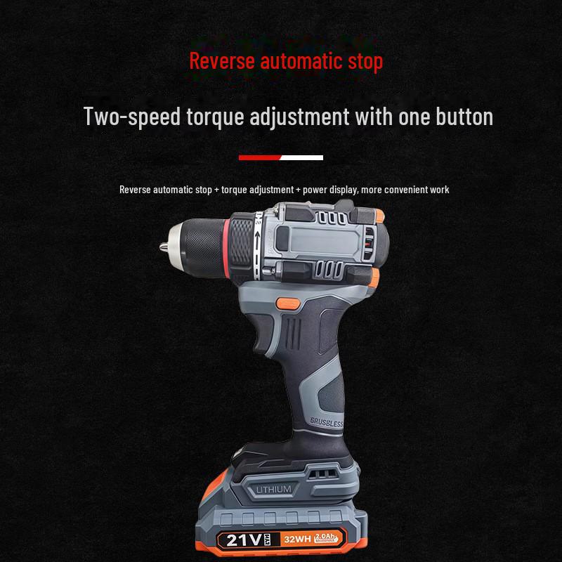 High-Power Rechargeable Brushless Dual-Speed Multi-Function Industrial Electric Hand Drill