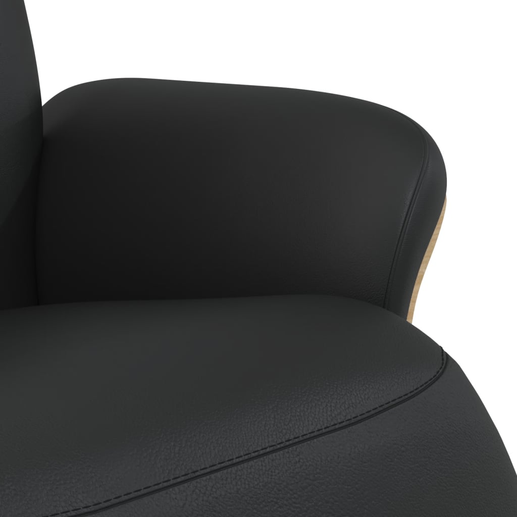 Recliner with Footrest Black Synthetic Leather