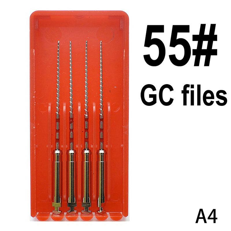 4 Stück Dental Gc Feilen 25Mm 45-60# Edelstahl Wurzelkanal Revision Endodontie Instrumente Dentalfeilen Labor