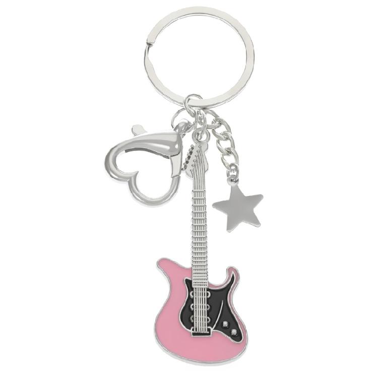 

Guitar Keychain Musical Instrument Keyring Creative Star Charm Fashion Y2k Gift розовый