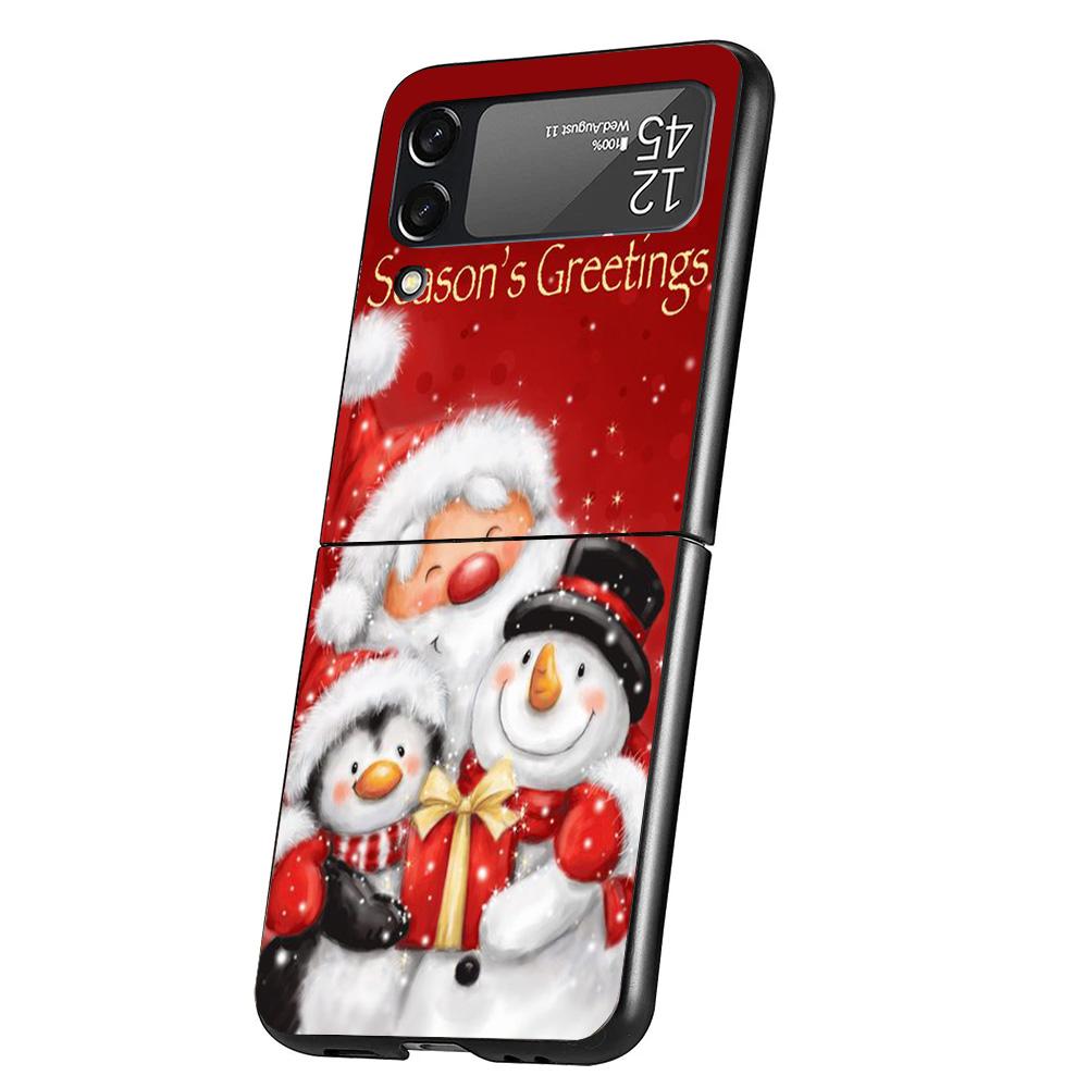 

Merry Christmas Cartoon Cute Snow Case Phone Cover for Samsung Galaxy Z Flip 7 6 5 4 3 5G ZFlip7 ZFlip6 ZFlip5 ZFlip4 ZFlip3 Bla Samsung Z Flip