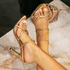Women's high-heeled sandals gold fashion high-heeled women's shoes stiletto heel pedal pointed decorative simple high-heeled sandals