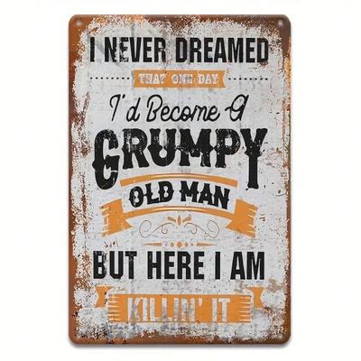 Funny Grumpy Man Vintage Metal Wall Art Decor Home Comedy Fan Gift