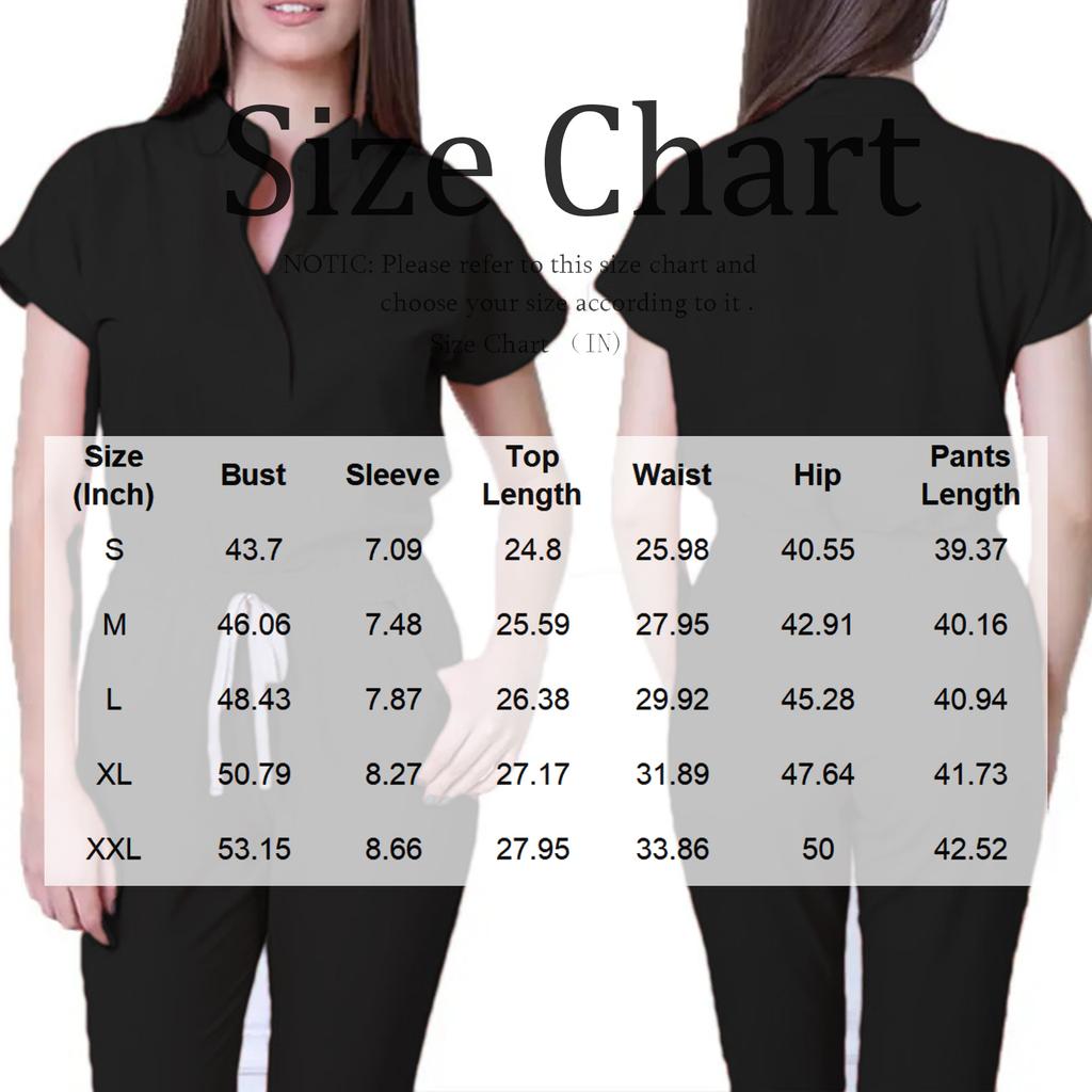 Damen Krankenschwester Overall Stehkragen Kurzarm Mehrfarbig Kordelzug Taille Mehrere Taschen Medizinischer Overall Gesundheitswesen Arbeitskleidung