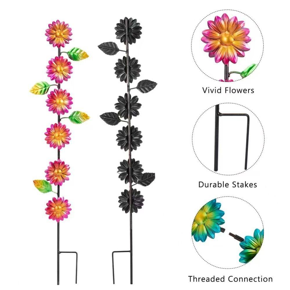 3pcs Plant Shaped Flower Ground Stake Metal Garden Pile Decorative Garden Stakes  Outdoor