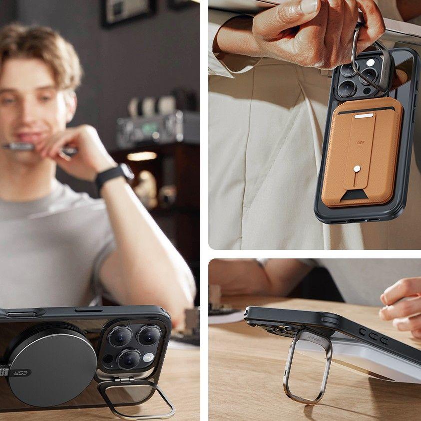 Esr Classic Hybrid Kickstand Halolock Magsafe & Tempered Glass Iphone 16 Pro Clear/Black