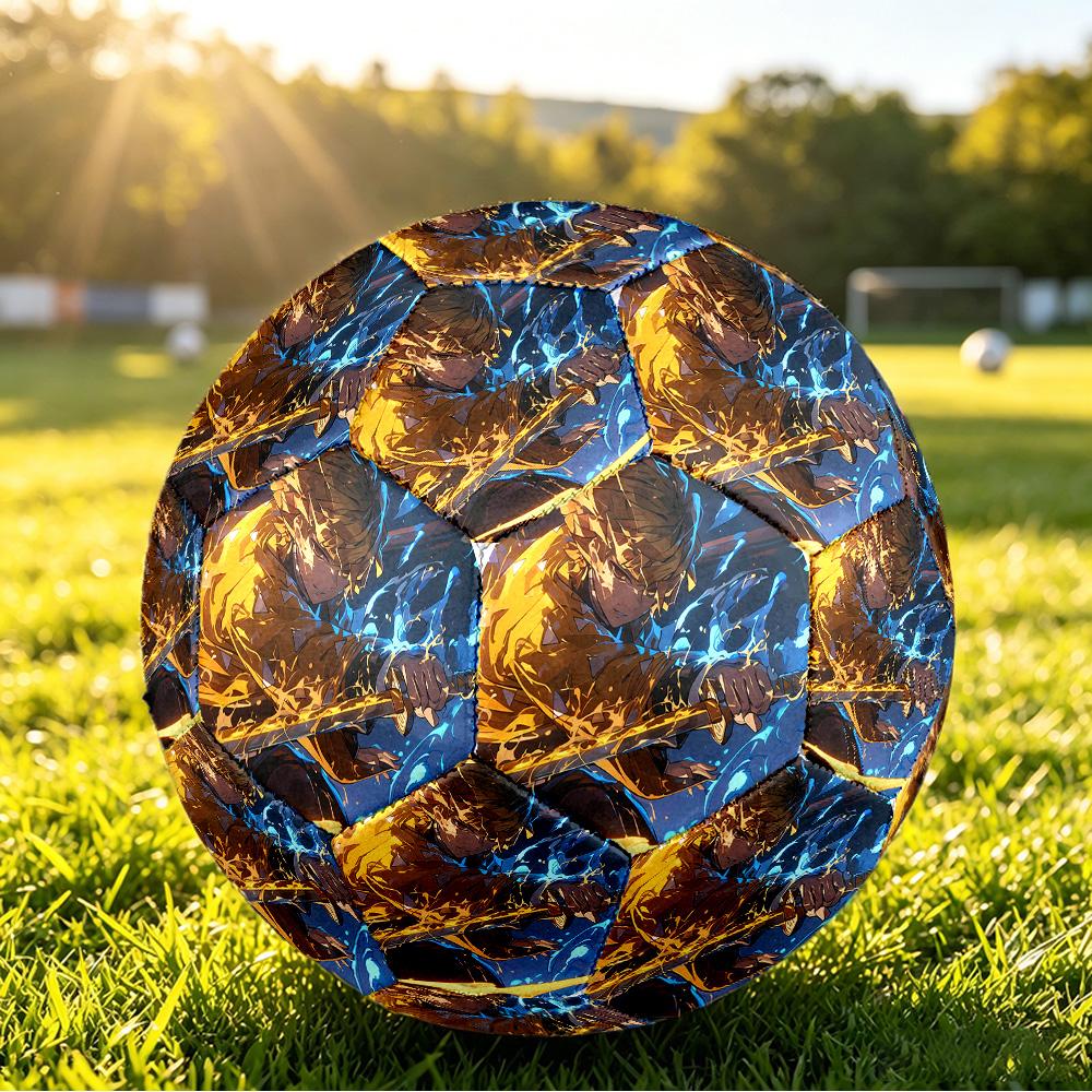 Agatsuma Zenitsu Printed Size 5 Standard Football, Waterproof PU Training Soccer Ball for Outdoor Sports