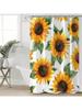 Floral Pattern Shower Curtain Set, Includes Toilet Lid Cover, U-Shape Rug, Waterproof Bathtub Curtain, Bathroom Accessories