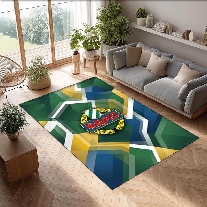 Rapid Wien FC Soccer Football Pattern Soft Area Rug Non Slip Indoor Floor Carpet Sports Decor Mat for Bedroom