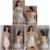 Satin Nightgown With Deep V Neck And Bust Enhancer For Women Home Sleepwear