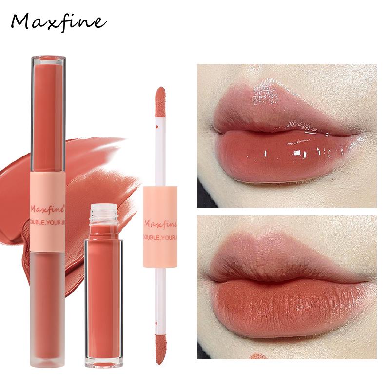 Double End Lip Glaze Full Gloss Mirror And Matte Velvet Long Term And Moisture Lip Gloss Anti Stain Cosmetic Lip Glaze