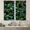 2pcs Natural Green Forest Print Curtains - Machine Washable Polyester, Semi-Transparent with Vibrant Moss & Foliage Design for B