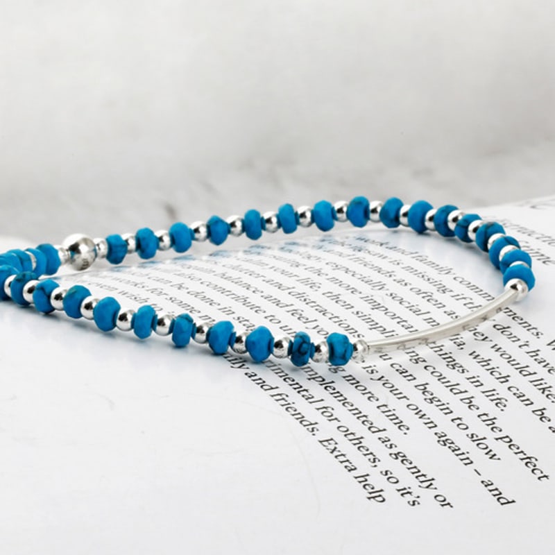 SHOVEOFF SVB-229 Silver Bar Turquoise Unisex Simple Daily Couple Bracelet
