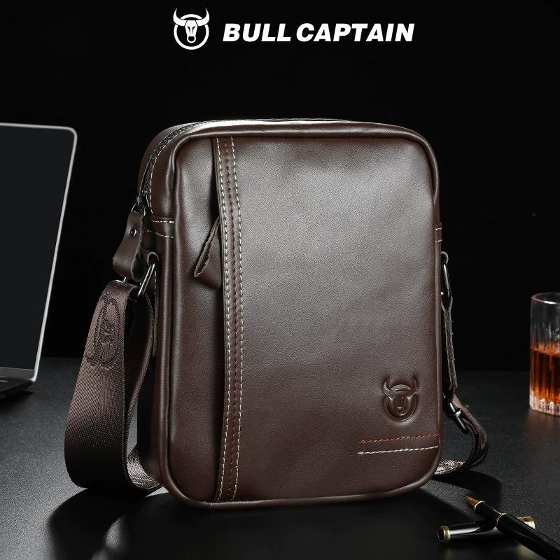 

BULLCAPTAIN Мужская сумка через плечо Мужские сумки на плечо Сумки на молнии Сумки большой емкости из натуральной кожи для мужчин Сумки-тоут коричневый