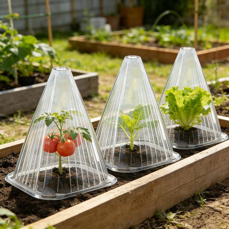 Transparent Conical Windproof Seedling Protection Bell - Rainproof, Heat Retention, High Transparency Cover