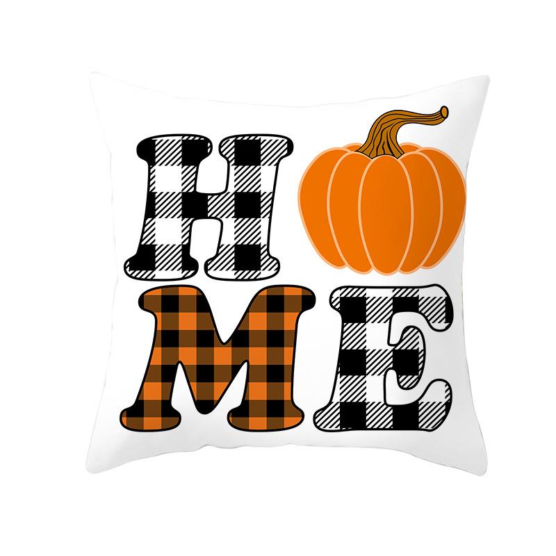 Neuer Thanksgiving Kürbis Kissenbezug mit Schwarz-Weiß kariertem Kürbis Zuhause Feiertag Kissenbezug