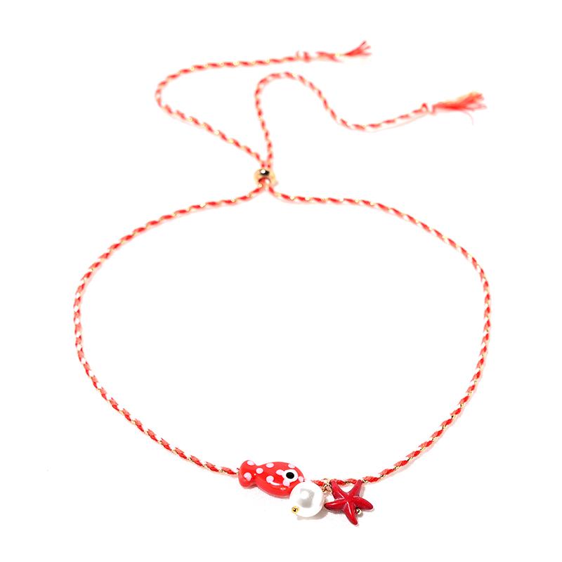 Colorful Bohemian Ceramic Fish Pendant Necklace For Women Adjustable Multicolored Rope Choker, Perfect For Summer Beach Vacation