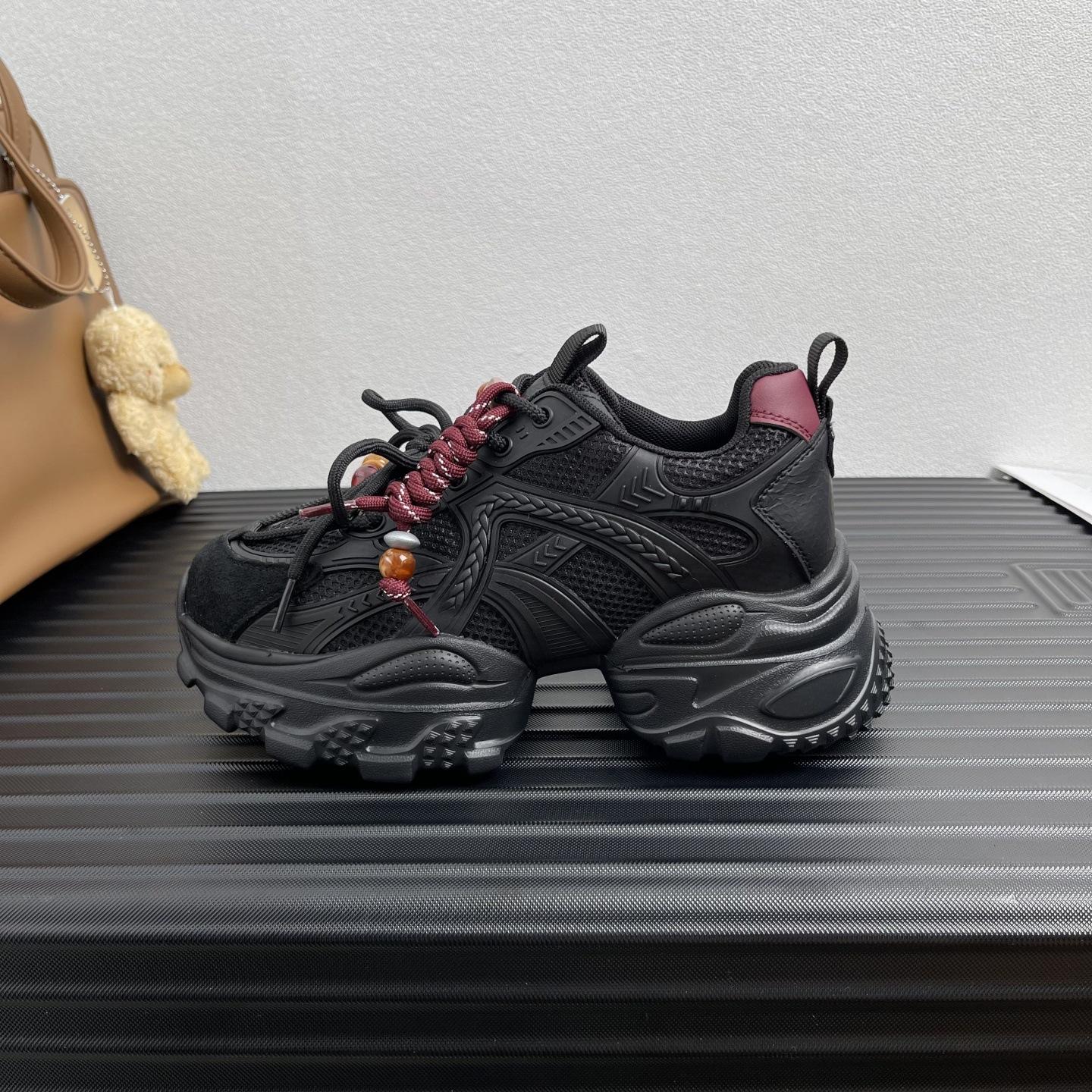 

Thick-soled heightening dad shoes for women 2025 early autumn new mesh breathable and lightweight soft-soled sports and leisure shoes that are not tir 35 чёрный