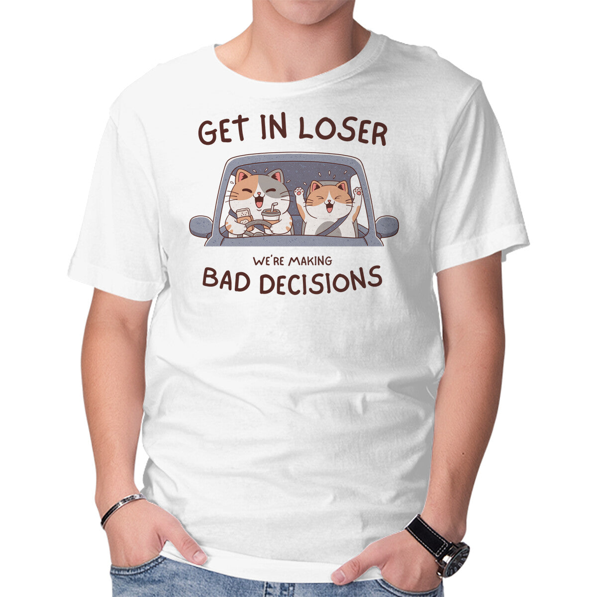 Unisex Crew Neck T-Shirt Making Bad Decisions Graphic Short Sleeve Casual Tee XXXL