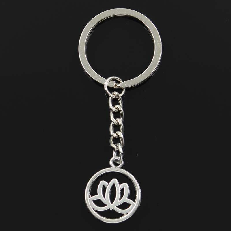 Модный цветок лотоса 23x20 мм кулон 30 мм брелок для ключей металлическая цепочка — фото 7