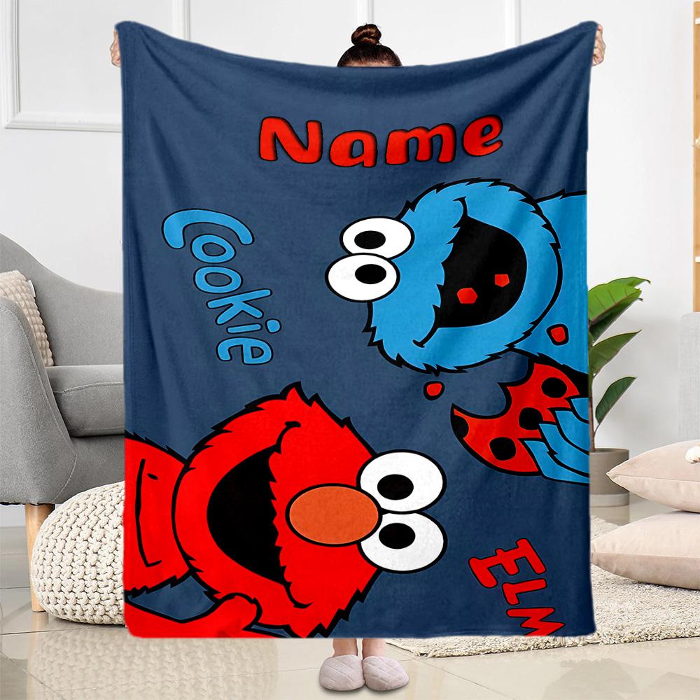 Elmo Cookie Monster Fun Blanket Warmthful Decor Perfect for Couch Office Chair Bedding for All Occasions Modern Style