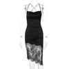 Stitching Lace Sexy Dress Women Party Backless Bandage White Black Satin Dresses Bodycon Summer Nightclub Dress Vestidos 19299