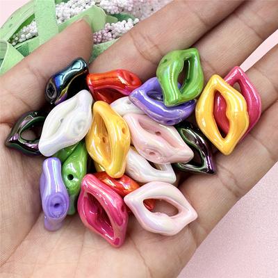 10 buc 15,4*25,3 mm orificiu verticală imprimare buze margele colier accesorii bricolaj brățară acrilic colorat
