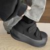 Autumn and winter new simple Velcro small black shoes thick soles piled thickened warm big head cotton shoes