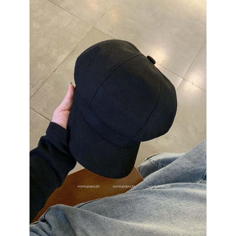 Octagonal Hat Women's Winter Tide Brand Autumn and Winter Hat British Retro Newsboy Hat Big Head Circumference Beret Men