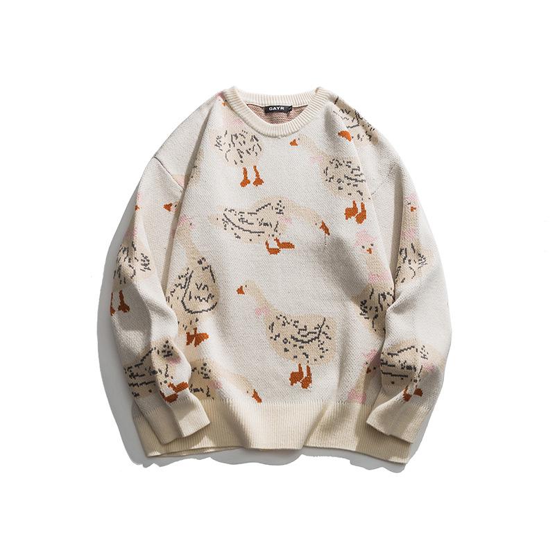

Men s Trendy Crew Neck Long Sleeve Knit Sweater - Autumn/Winter Casual Loose Jacket Medium бежевий