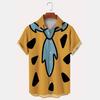 Pietra Focaia Cartone Animato Moderno Stampa Motivo Cravatta Estate Camicia Manica Corta da Uomo Street Hip Hop Trendy Top Oversize Camicia