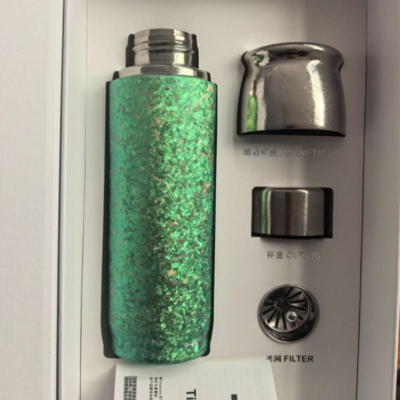 Titanium Vacuum Insulated Travel Mug With Magnetic Lid Tea Strainer 450ml Stainless Steel Cup Office Home Outdoor Use