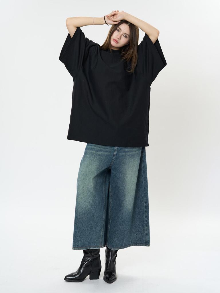 Louvre Spring Oversized Basic Solid Color Drop Shoulder T-shirt for Women