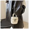Faux Leather Bucket Bag for Women Trendy Chain Handle Crossbody Handbag