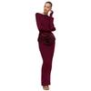 Autumn and Winter New Solid Color Temperament Celebrity Long-sleeved Slim-fitting Pleated Hip-wrapped Dress