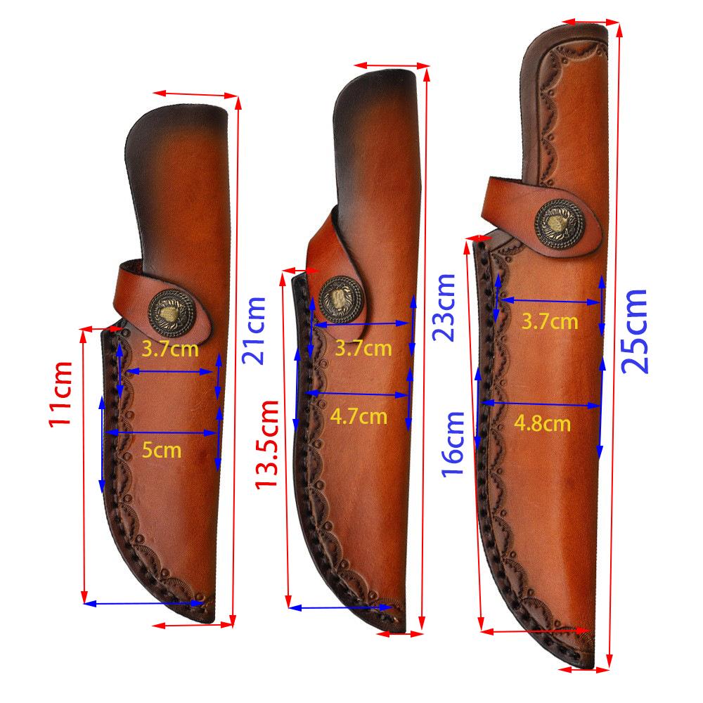 23cm Nóż z ostrzem stałym Pochwa Tłoczona skóra bydlęca Najwyższej jakości skóra licowa Nóż kempingowy Etui myśliwskie Kabura z klamrą do paska