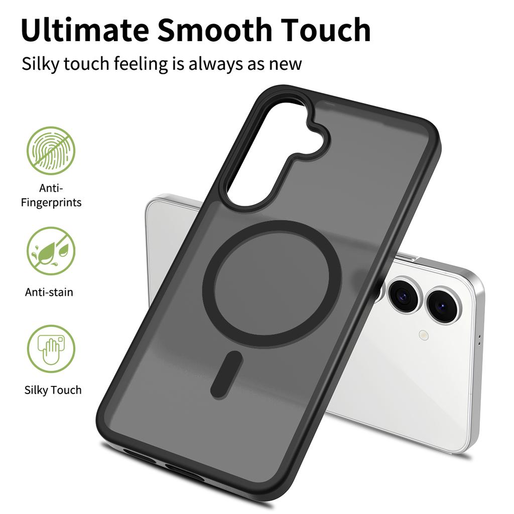 Haptik wie Haut Magnetische Handyhülle für Samsung Galaxy S25 FE 6,7 Zoll Magsafe Kabelloses Laden TPU-Rahmen Harte Kunststoff-Rückseite