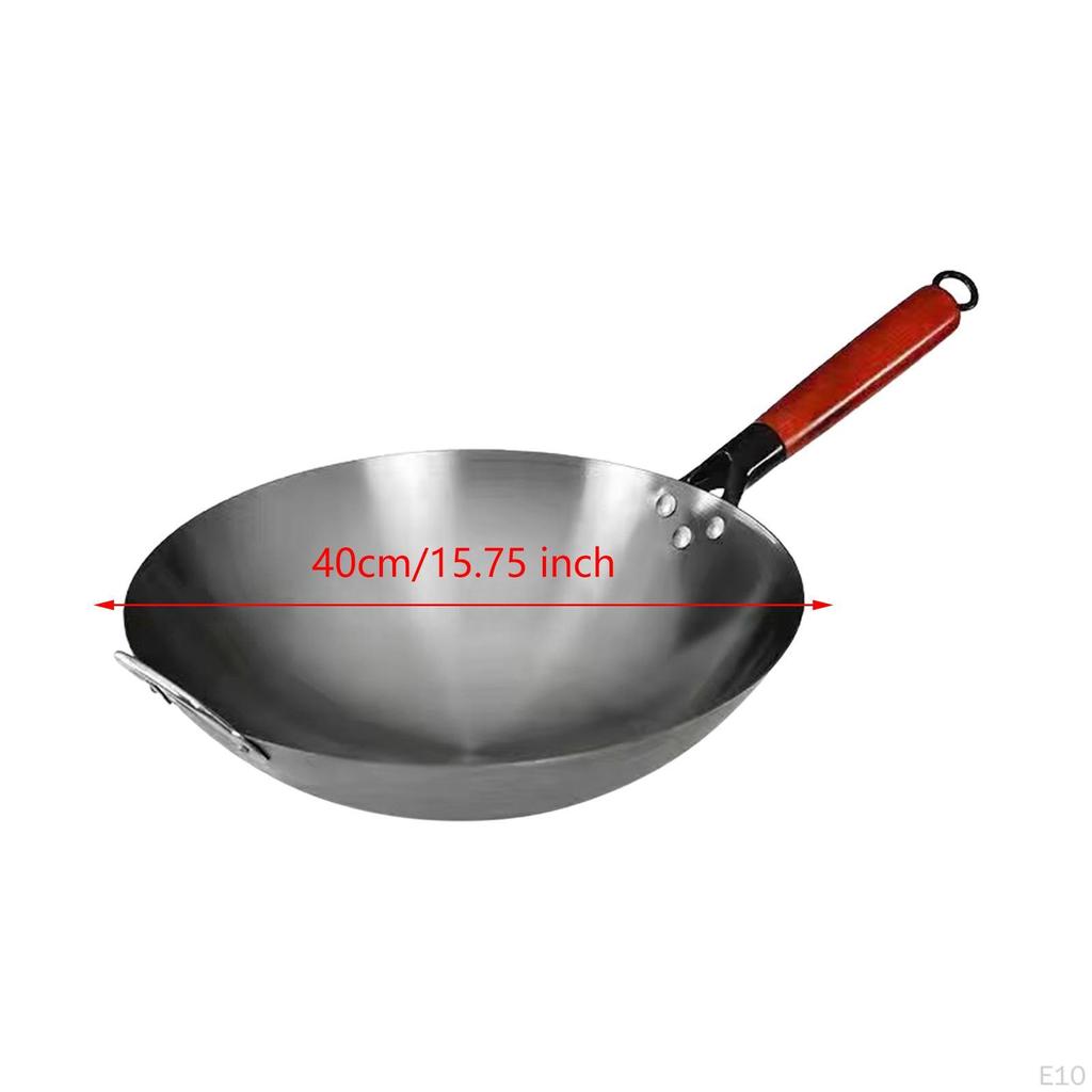 Chinese Wok with Wooden Handle for Induction Cooking