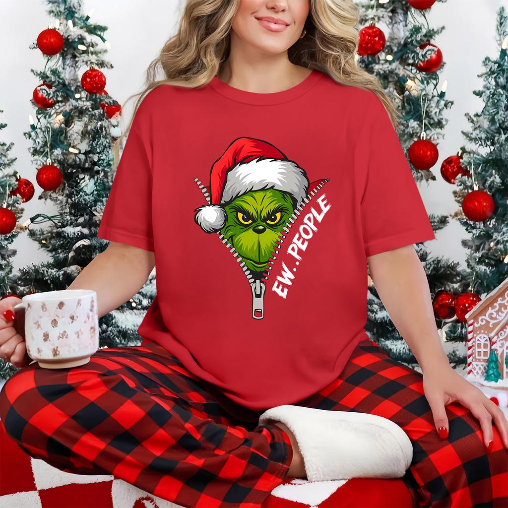 Women's Casual Printed T-Shirt Round Neck Pullover Short Sleeve Top