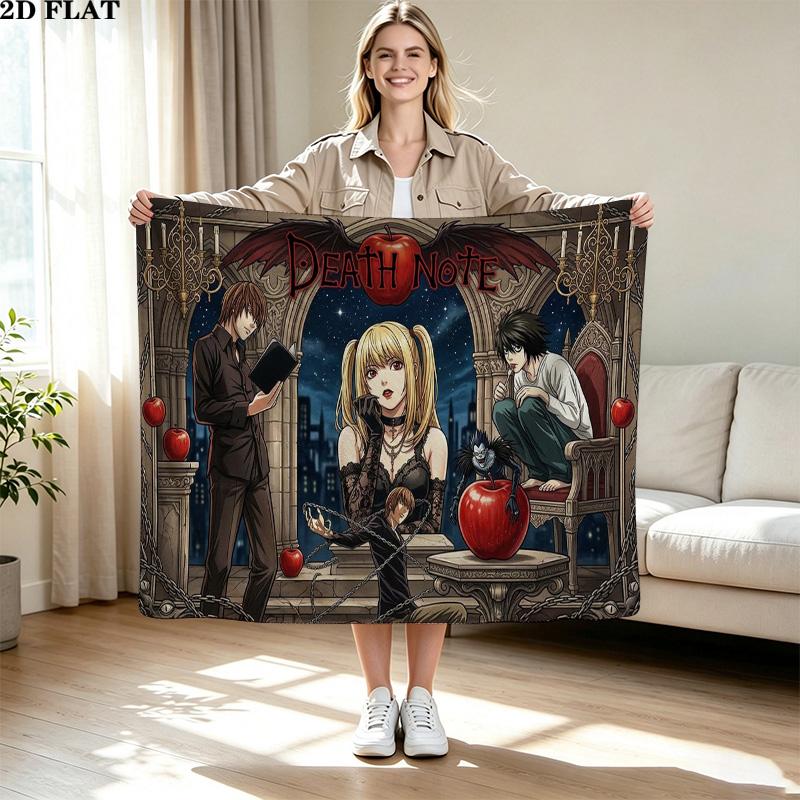 Anime DEATH NOTE Print Flannel Blanket High Quality Warm Comfortable Cover for All Seasons Perfect for Gifts Home Decor