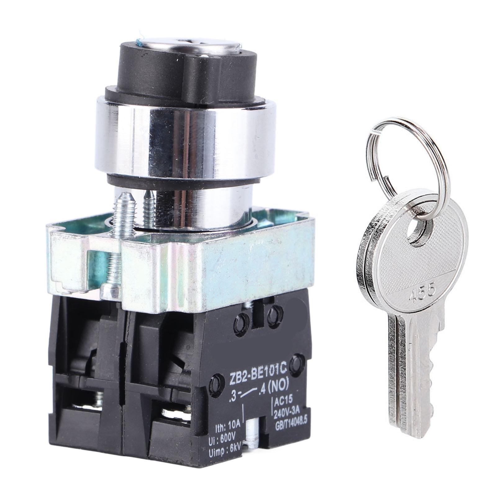 

2 Position Key Switch SelfReset Power Lock Conversion Rotation Locking + Key ZB2BE101 ZB2BE102C