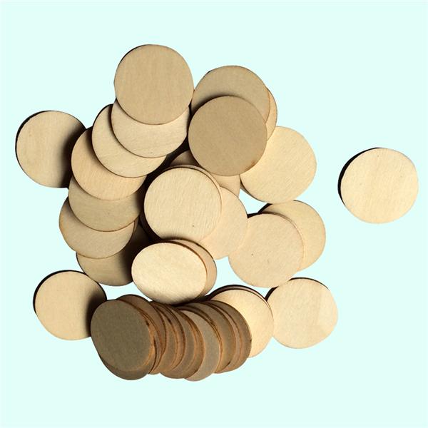 25-100PCS Chip Wooden Pieces Ornament Slices Circles Round DIY Craft Handmade