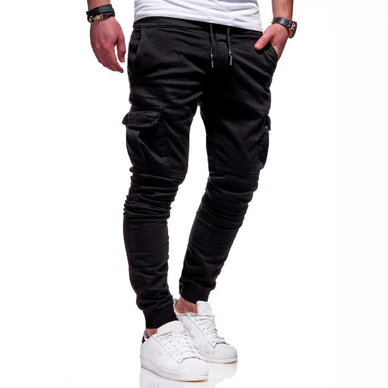 Men Solid Drawstring Loose Casual Athletic Long Jogger Pants