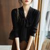 Autumn Winter Solid Color Bow Lace Up Sweater Ladies Loose Casual All-match Knitting Pullover Top Women Elegant Fashion Jumpers