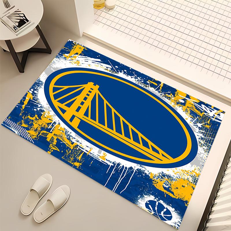 1ks Koberec s potiskem loga Golden State Warriors - Měkký, Omyvatelný, Protiskluzový vnitřní koberec, Dekorativní koberec do obývacího pokoje, Domácí kanceláře, Kancelářský dekorativní