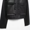 2025 Spring Women's Simple Round Neck Short Leather Jacket with Button Embellishments